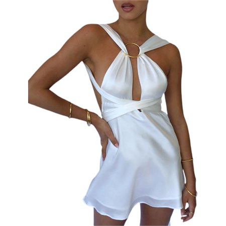 Luiryar Convertible Wrap Mini Dress for Women Sexy Halter Hollow Out Short Dress Transformer Multiwa | Walmart (US)