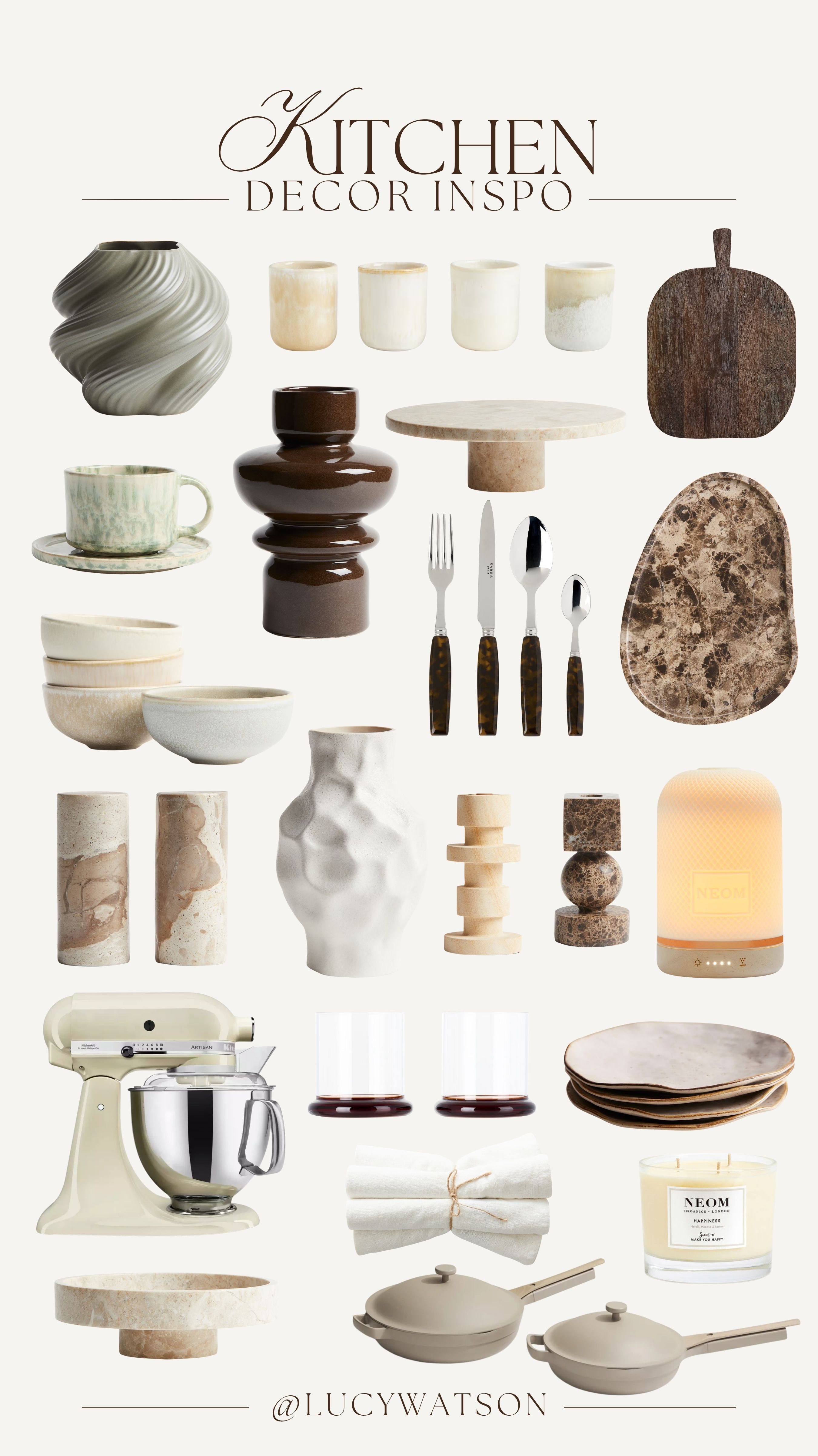 Kitchen Decor Inspiration 🤎

Stonewear, homewear, diffuser, candle, Neom, Kitchen Aid, vase, espresso cups, mug, bowls, cake stand, organic shapes, natural materials, pans, cooking, cookwear, crockery 

 #LTKuk #LTKsummer #LTKhome