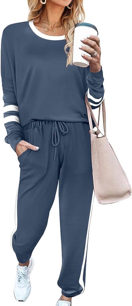 Aloodor Sweatsuit for Women 2 Piece Outfits for Womens Crewneck Sweatshirts Pullover | Amazon (US)