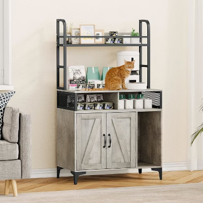 Cat Litter Box Enclosure, 55" Large Double Hidden Cat Litter Box Furniture with Shelf, Indoor Cat House with Scratching Pad for 2 Cats | Target