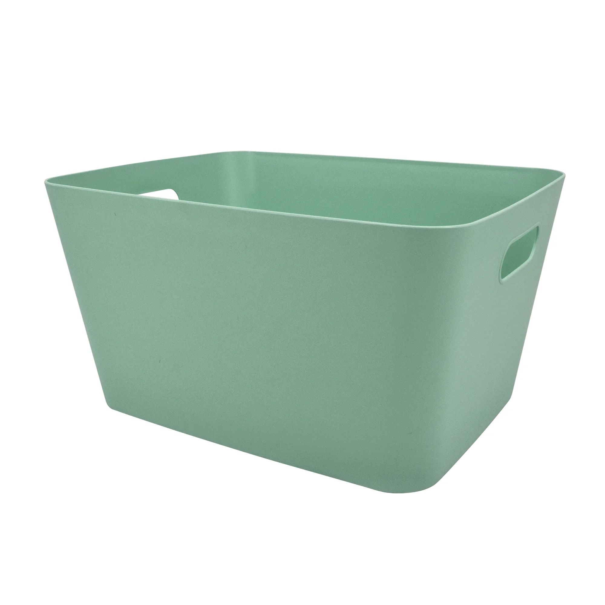 Mainstays Large Plastic Storage Bin, Green Sage | Walmart (US)