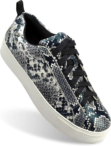 Shoe Republic LA Women's Snakeskin Colorful Platform Sneakers Comfort Casual Walking Shoes | Amazon (US)