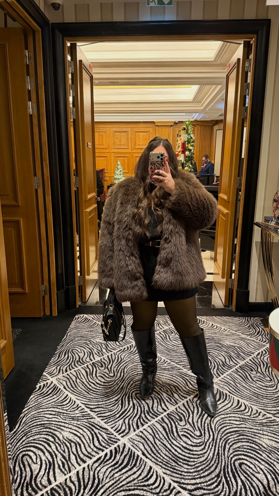 Winter outfit. Faux fur coat. Brown coat. Brown faux fur coat. Fleece lined tights  

#LTKgrwm #LTKSeasonal #LTKHoliday