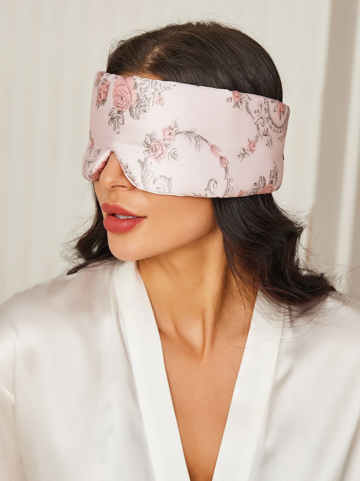 Elegant Floral Printed Silk Sleep Eye Mask | SilkSilky