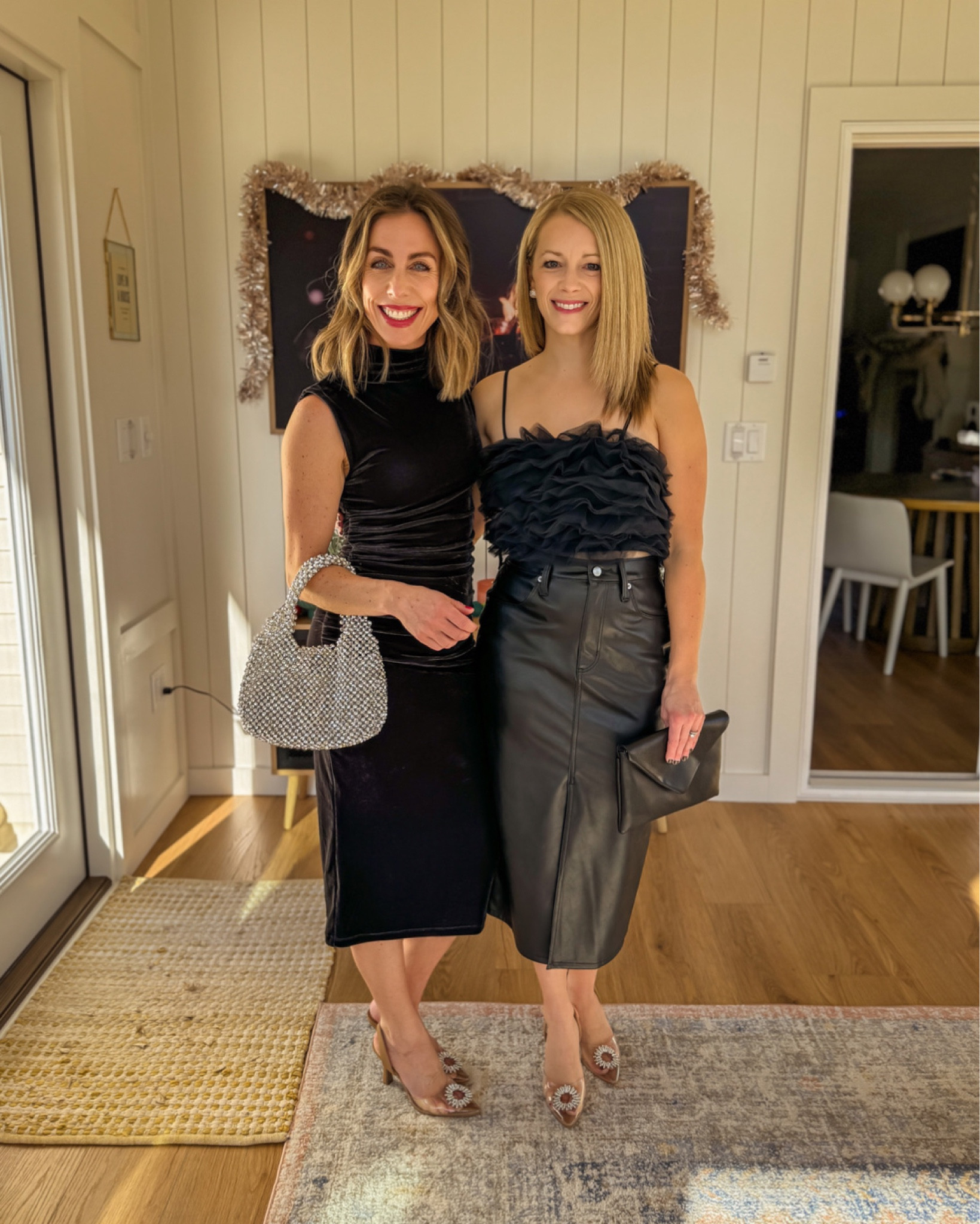 Katie: 
Dress: xs
Heels: 6 (fit TTS)
.
Melissa: 
Top: xs
Skirt: 2
Heels: 6.5 (fits TTS)

#LTKGiftGuide #LTKsalealert #LTKSeasonal
