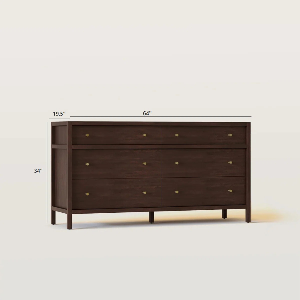 64In Chest Of Drawers Mid-Century Modern 6 Drawer Dresser | Wayfair North America