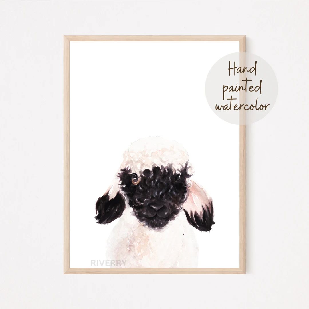 Valais Lamb Printable Painting, Nursery Wall Art Decor, Baby Animal Print, Nursery Decor - Etsy | Etsy (US)