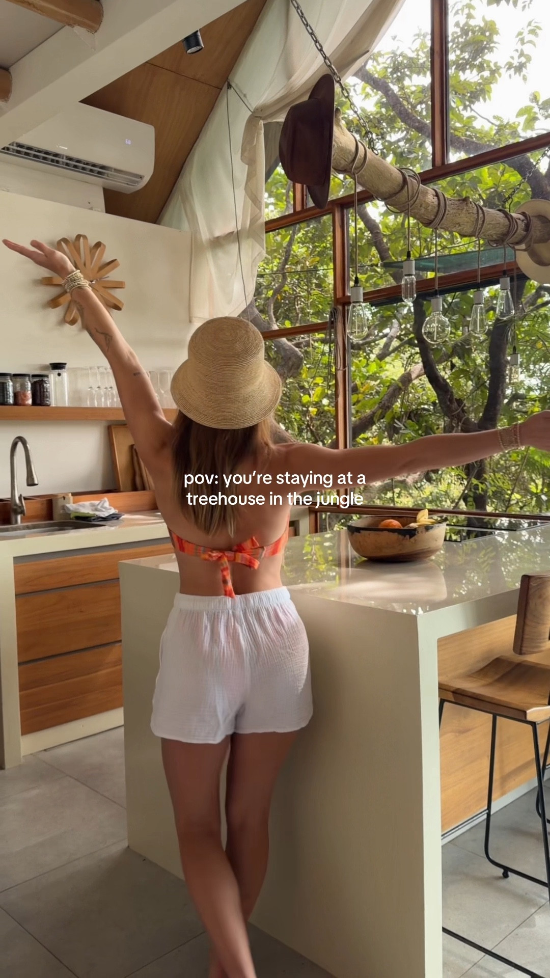 11/12/25 A peek inside our dreamy Costa Rica Airbnb treehouse — the main reason we planned this trip in the first place 🌿✨ Linked my Monday Swimwear bikini set, Aritzia white linen shorts, and Lack of Color bucket hat — the perfect tropical outfit for a cozy jungle getaway.  

#LTKStyleTip #LTKSwim #LTKTravel