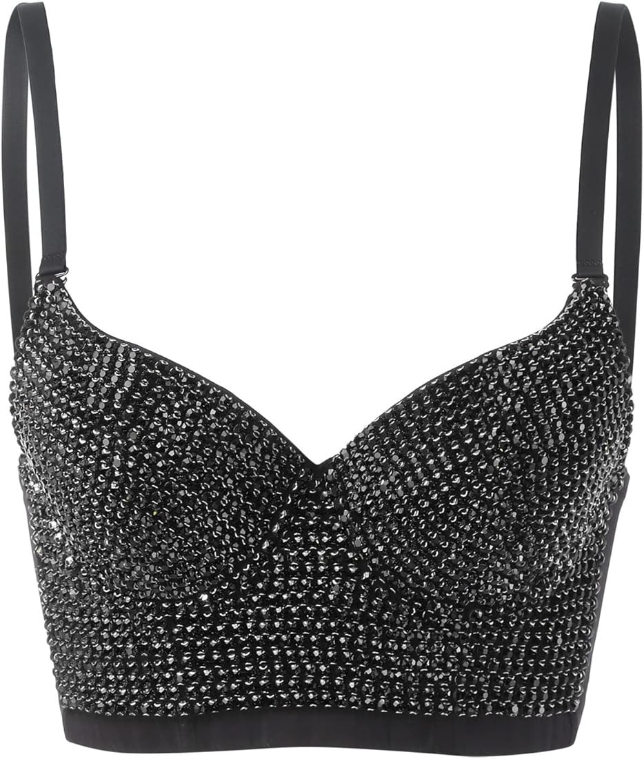 GuGsi Summer Tank Tops for Women Handmade Rhinestone Diamond Sleeveless Top Spaghetti Strap Adjus... | Amazon (US)