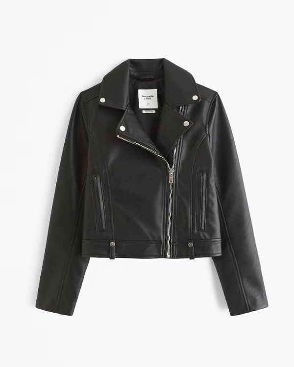 Women's Vegan Leather Moto Jacket | Women's Coats & Jackets | Abercrombie.com | Abercrombie & Fitch (US)