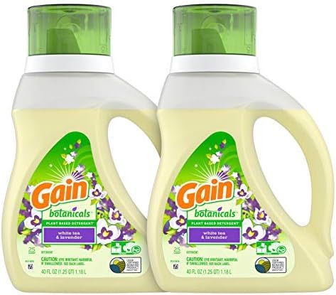 Gain Botanicals Plant Based Laundry Detergent, White Tea & Lavender, 25 Loads, 40 ounces, 2 count... | Amazon (US)