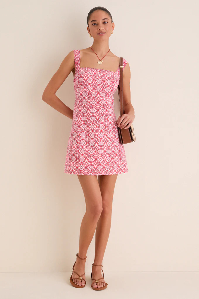 Red Geo Floral Volos Mini Dress | Tuckernuck (US)