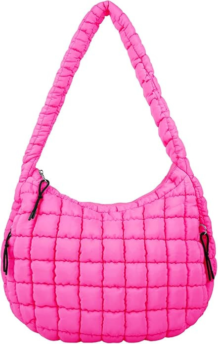 Quilted Puffer Tote Bag Puffy Crossbody Shoulder Bag with Zipper, Nylon Hobo Handbag Travel Carry... | Amazon (US)