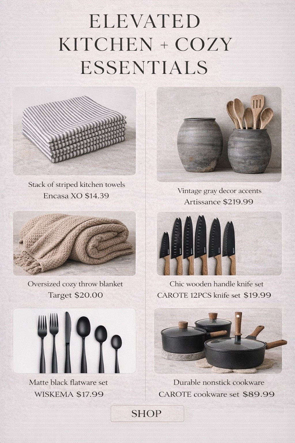 It’s the little everyday pieces that make your home feel elevated.

From the prettiest kitchen towels to a cozy throw you’ll reach for daily, these are the items that blend function with that warm, neutral, high-end look.

I love mixing textures like wood, linen, and matte black to keep everything feeling layered but still calm and cohesive.

And the best part… none of these come with a designer price tag.

#LTKHome #LTKSaleAlert