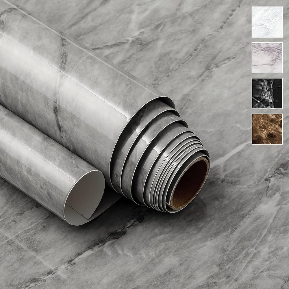 Very Berry Sticker Marble Peel and Stick Contact Paper (24" x 78", Deep Gray) Removable Waterproo... | Amazon (US)