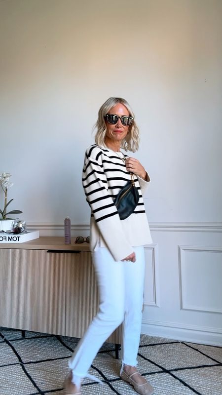 Stripe sweater on sale- runs oversized. I sized down to xxs
White jeans
Spring outfit


#LTKstyletip #LTKover40 #LTKsalealert