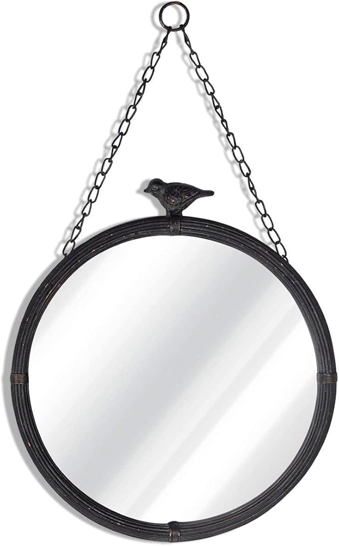 NIKKY HOME 11.2" Decorative Small Hanging Mirrors Vintage Rustic Round Metal Framed Wall Mounted ... | Amazon (US)