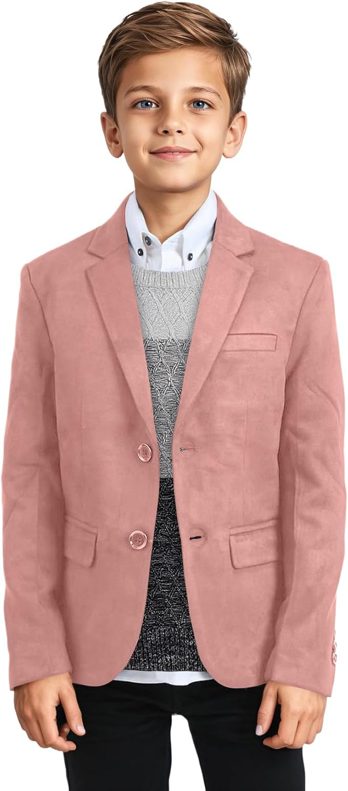 Boys Suede Blazer Suit Jacket for Kids Leather Christmas Outfit Vintage Coats Toddler Formal Wear... | Amazon (US)