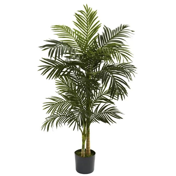 Nearly Natural 5' Golden Cane Palm Artificial Tree, Green - Walmart.com | Walmart (US)