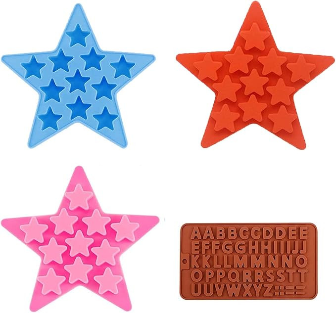 4PCS 4th of July Patriotic Independence Day 3 Star Silicone Molds Plus 1 Letter Silicone Baking M... | Amazon (US)