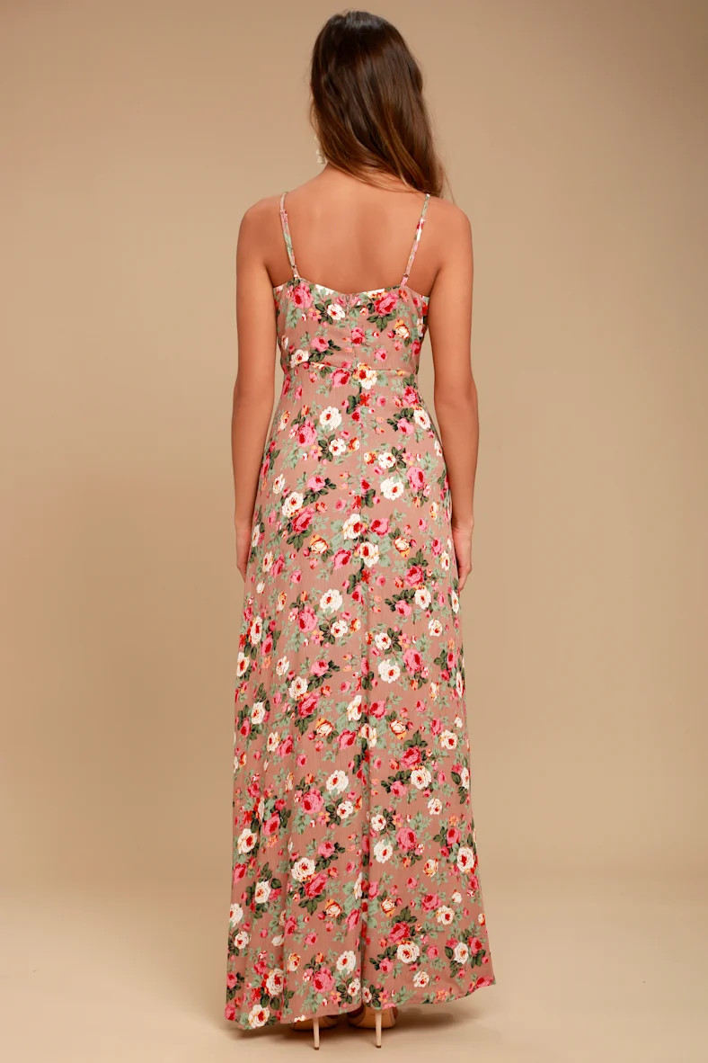 Everlasting Bliss Blush Floral Print Maxi Dress | Lulus