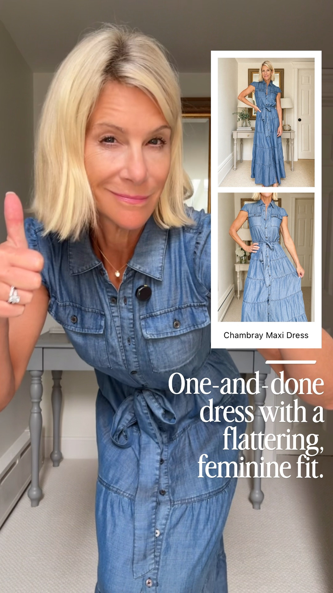 This chambray maxi dress is one of those effortless pieces you can throw on and instantly feel put together. The flattering tie waist, feminine tiered skirt, and soft denim fabric make it perfect for everything from brunch to date night.

👩‍💻 LTK PRO TIPS
❤️ Heart = Support my posts ;-)
🔖 Save = Get sale & restock alerts for the things you love!
📋 Lists = Keep favorites organized (List ideas: Christmas, Birthdays, and Vacations!)
📲 Share = Send lists and products to a friend (or your daughters like me).
💬 Comment = Ask me anything, and I’ll answer. ;-)

#LTKootd #LTKSeasonal #LTKOver40