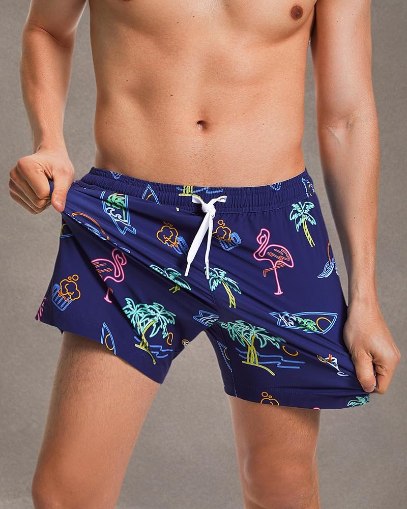 maamgic Mens Boys 80s 90s Vintage 4 Way Stretch Swim Trunks with Mesh Lining Quick Dry Swim Suits... | Amazon (US)