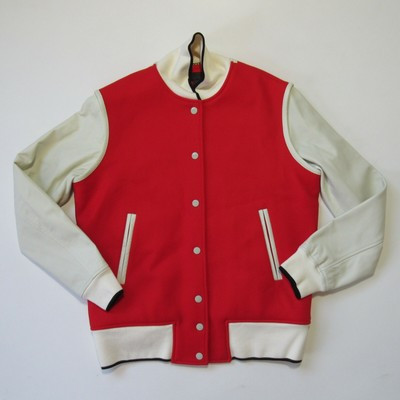 NWT Rag &amp; Bone Edith Varsity in Red Ivory Leather Sleeve Letterman Jacket 0 $895  | eBay | eBay US