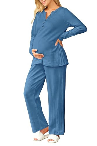 OUGES 100% Cotton Womens Maternity Nursing Pajamas Sets 2 Piece Pregnancy Delivery Postpartum Lou... | Amazon (US)