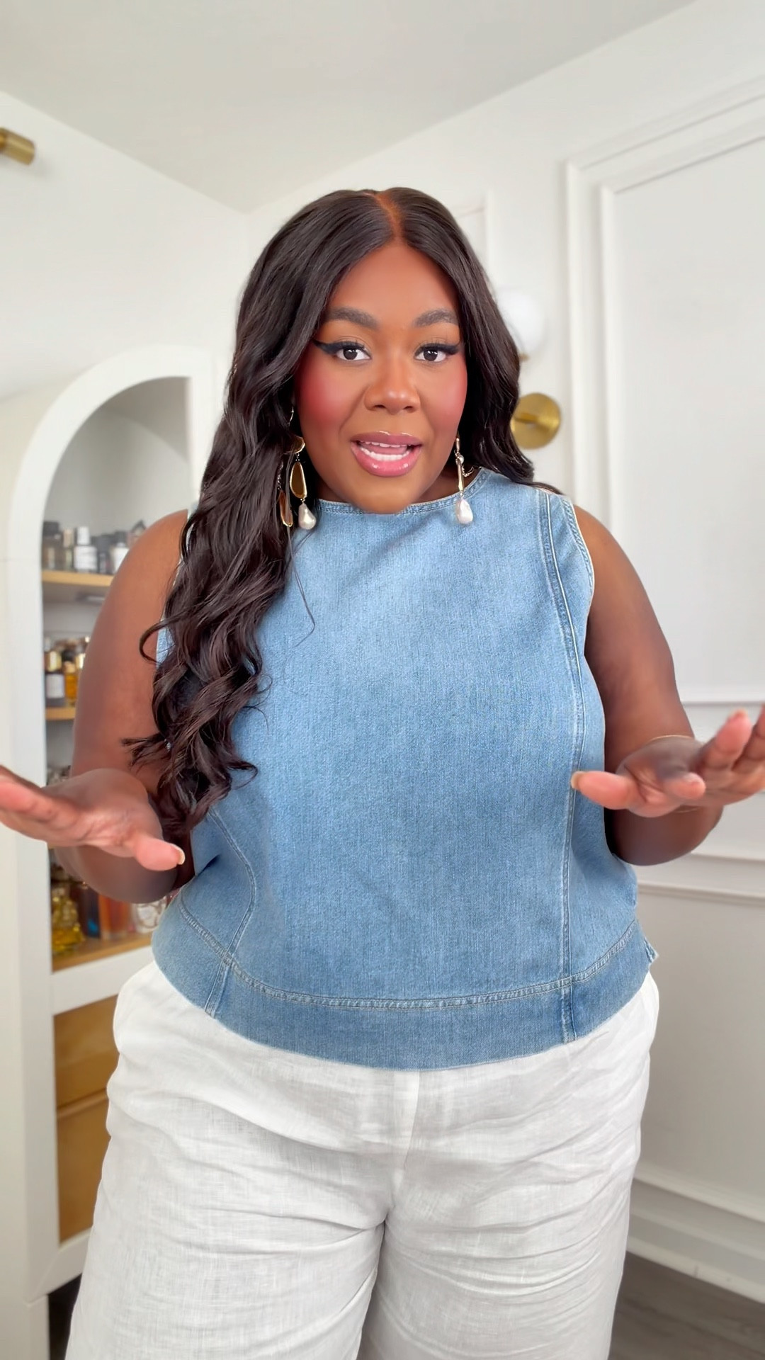 denim on denim - use code THAMARRXSPANX for 15% off plus free shipping on first orders 

Size 3X in everything - 5’4 for reference 
@Spanx @Quince 

#LTKSaleAlert #LTKPlusSize