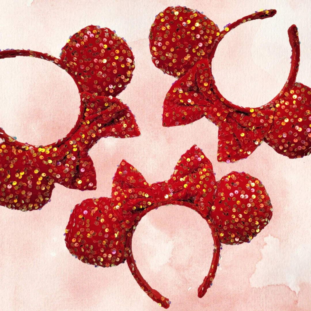 Incredibly Red Minnie Ears  Sequin Ears  Minnie Ears  Red - Etsy | Etsy (US)