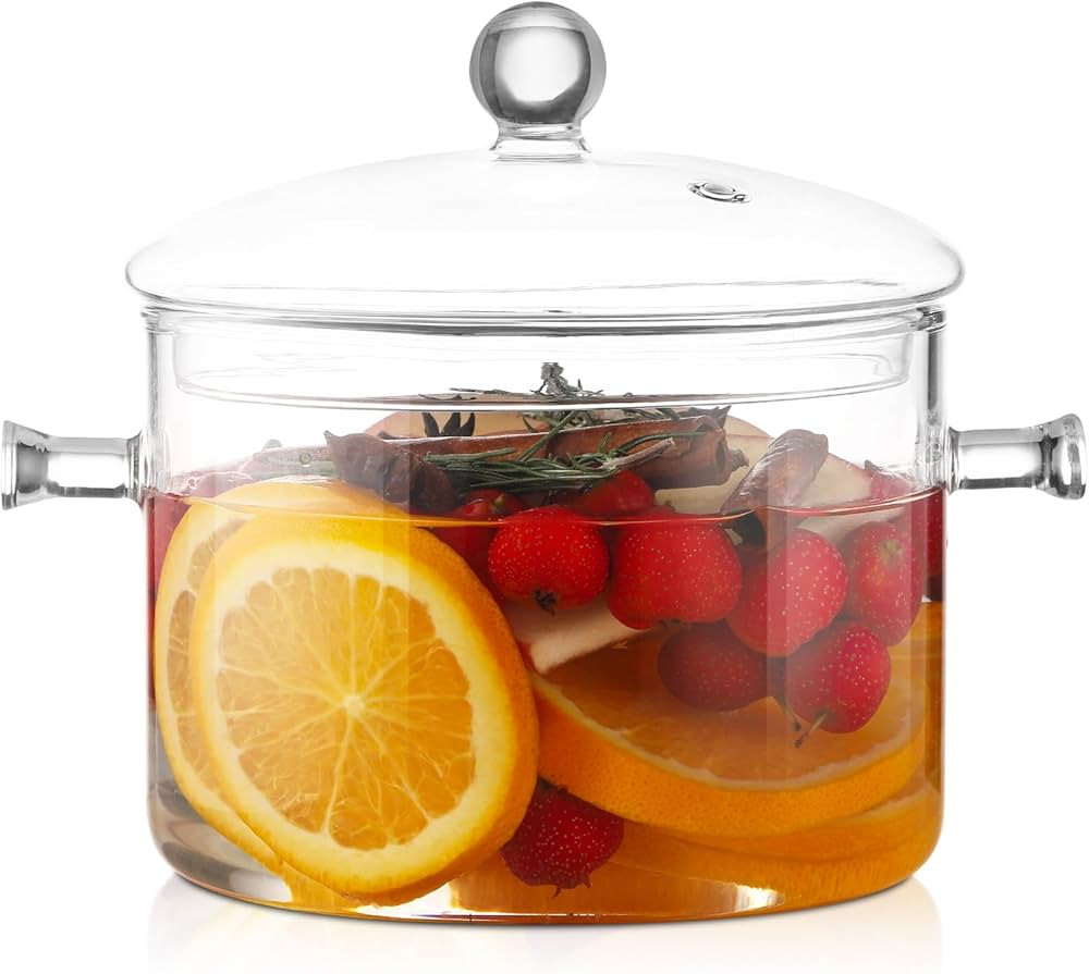 Glass Saucepan 2.0 Liter - Heat Resistant Glass Cooking Pot with Lid Sauce Pan for Soup, Pasta & Baby Food (2000ml/68oz) | Amazon (US)