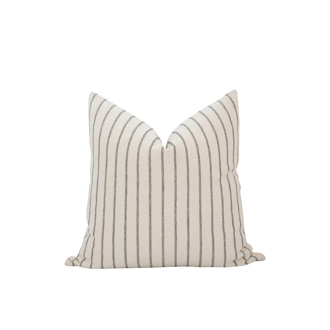OLIVER Black Stripe Pillow Cover Warm Neutral Stripe Modern Farmhouse Stripe Hmong Stripe Ivory S... | Etsy (US)