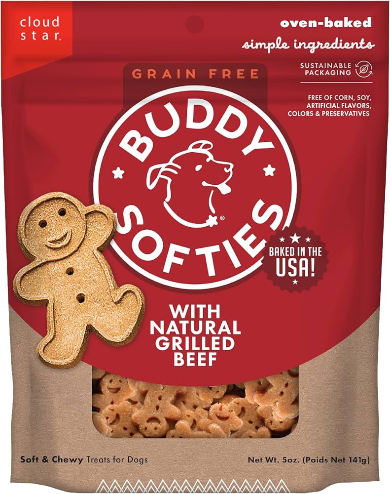 Buddy Biscuits Softies 5 oz Pouch, Grain-Free Soft & Chewy, Natural Grilled Beef Flavor Dog Treat... | Amazon (US)