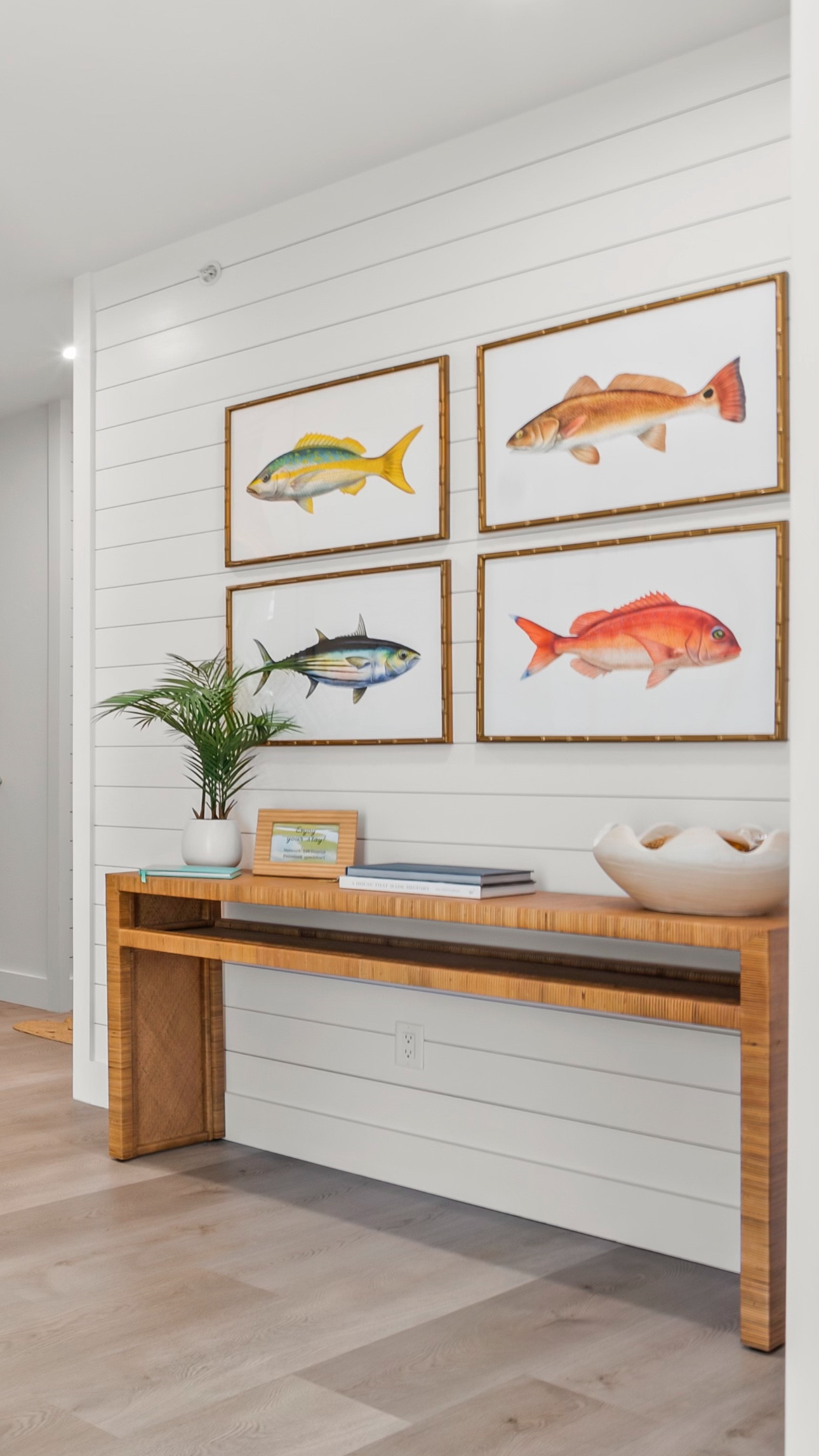 Coastal catch of the day 🐟 This entryway is reeling in all the beachy vibes—fish hook towels, fish art from Urban Garden Prints, and that perfect Coastal Living Home console table by Universal Furniture (yes, it’s from Wayfair!). Salty air not included. 🌊

#LTKHome #LTKSummerEdit #LTKSeasonal