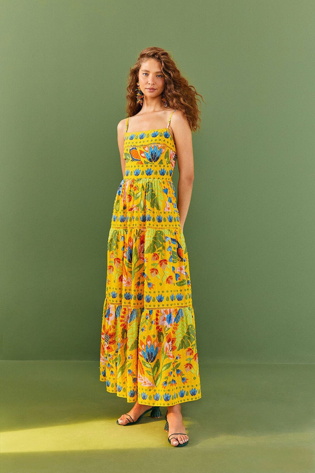 Yellow Summer Garden Sleeveless Maxi Dress | FarmRio