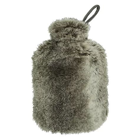 John Lewis Faux Fur Hot Water Bottle and Cover,&nbsp;Grey | John Lewis UK