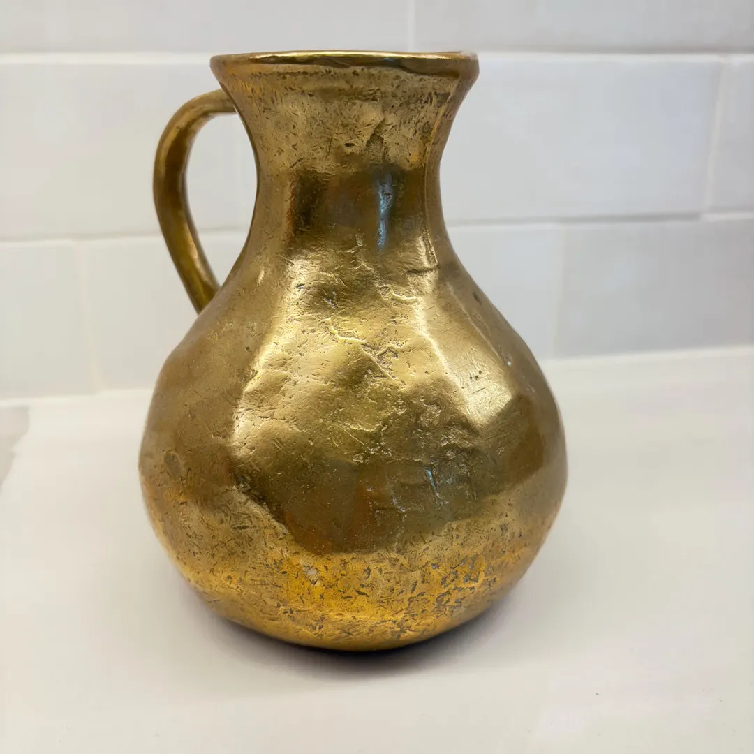 Vintage Solid Brass Vase, Small Heavy Jug Vase, Minimalist Style, No Maker Mark, 5.25" Tall FREE ... | Etsy (US)