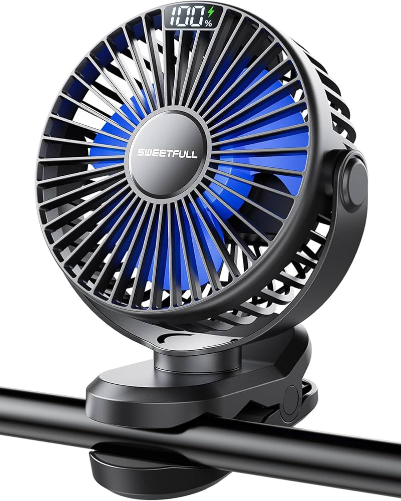 SWEETFULL Portable Clip on Fan - Battery Operated Stroller Fan, 4000mAh Small Rechargeable Fan wi... | Amazon (US)