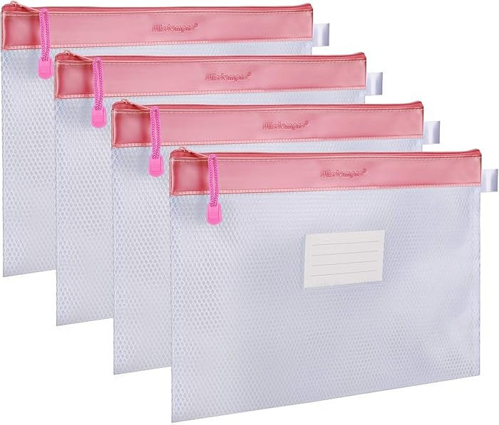 Zipper Pouch, Wisdompro 4 Packs Durable Letter Size Waterproof Mesh File Bag, Document Organizer ... | Amazon (US)