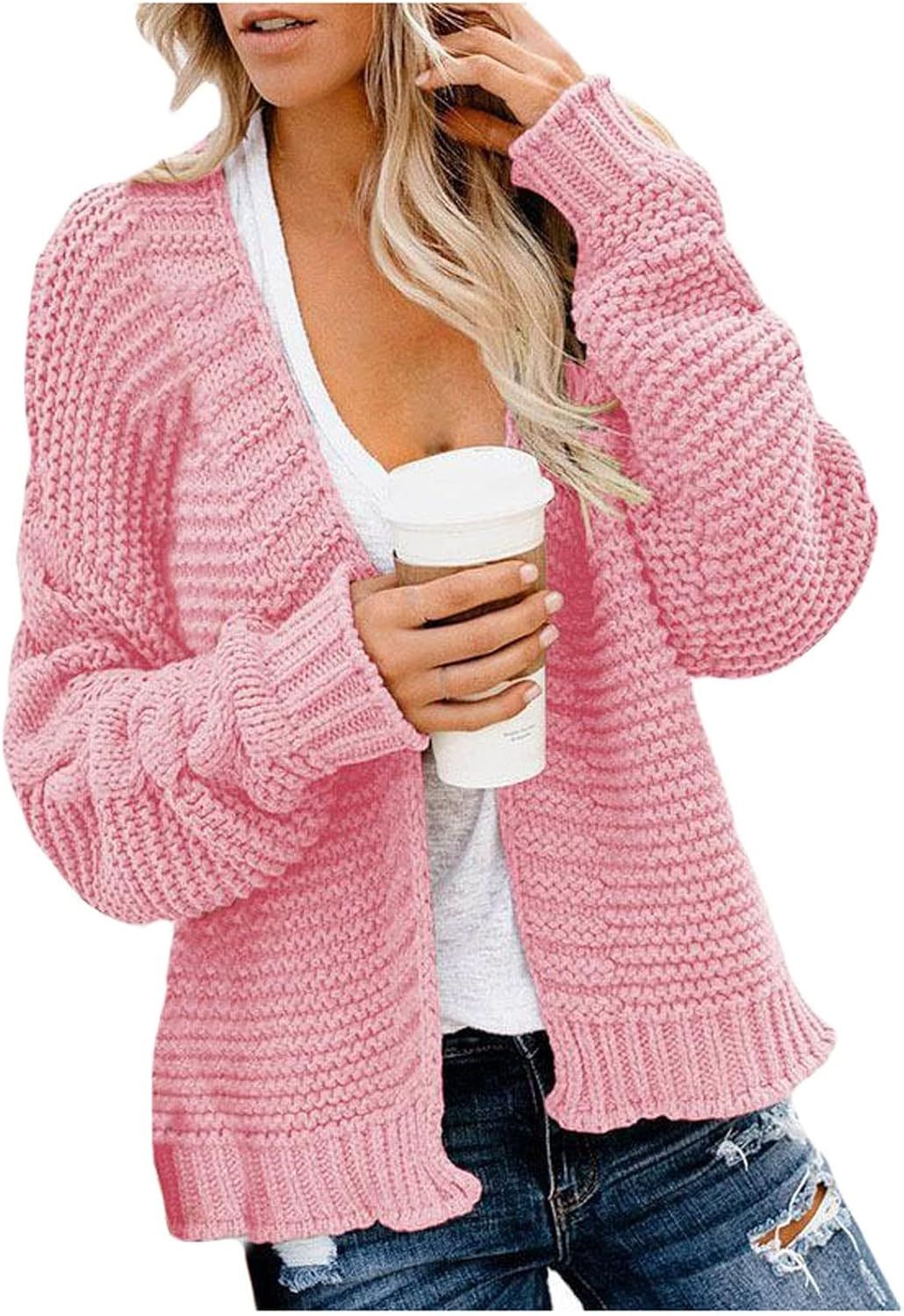 Women's Cardigan Sweaters Front Loose Chunky Sweater Cardigan Long Sleeve Coat Outerwear Cardigan... | Amazon (US)