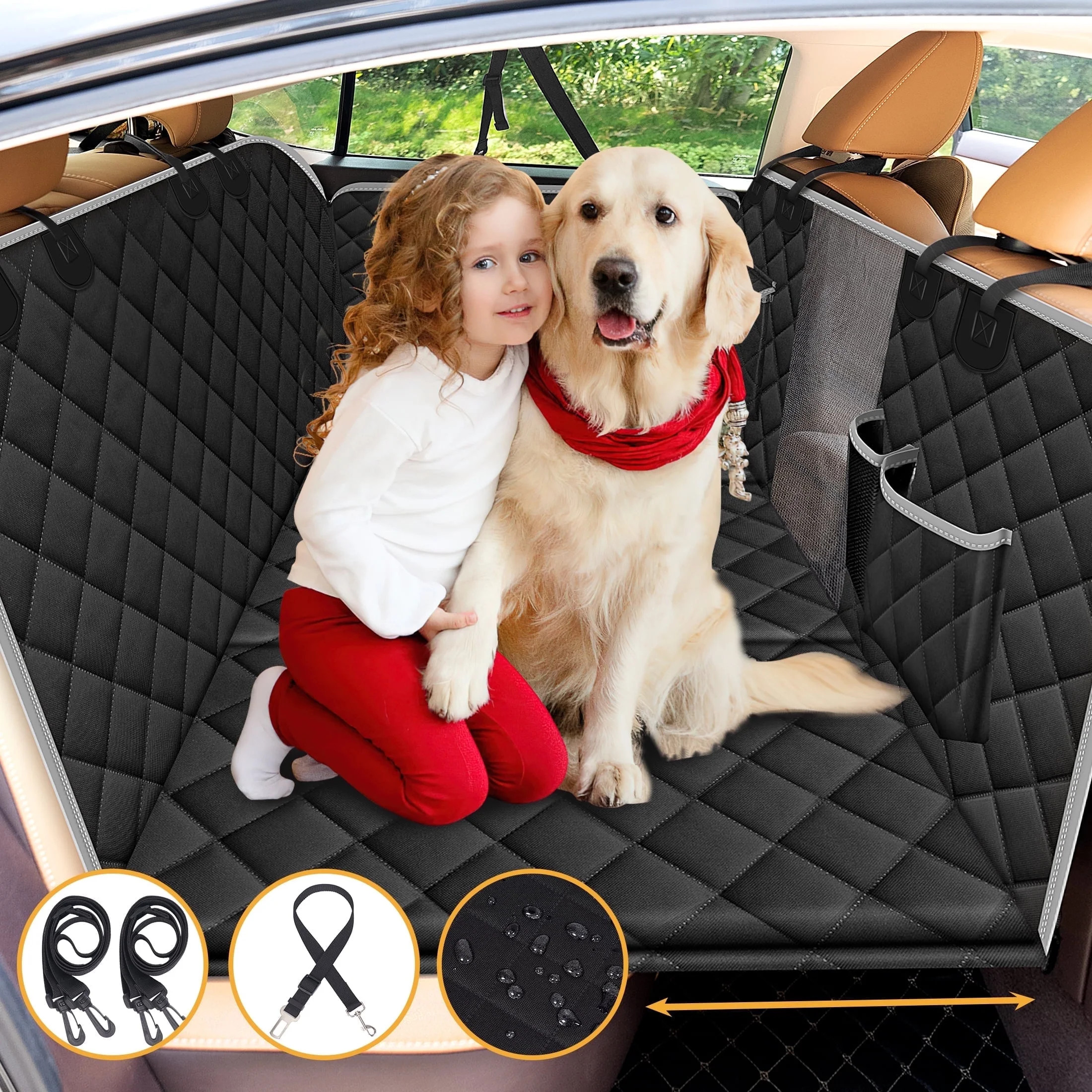 Tensea Dog Car Seat Cover with 3 Hard Panels Holds 340lbs,Waterproof Backseat Extender for Large ... | Walmart (US)