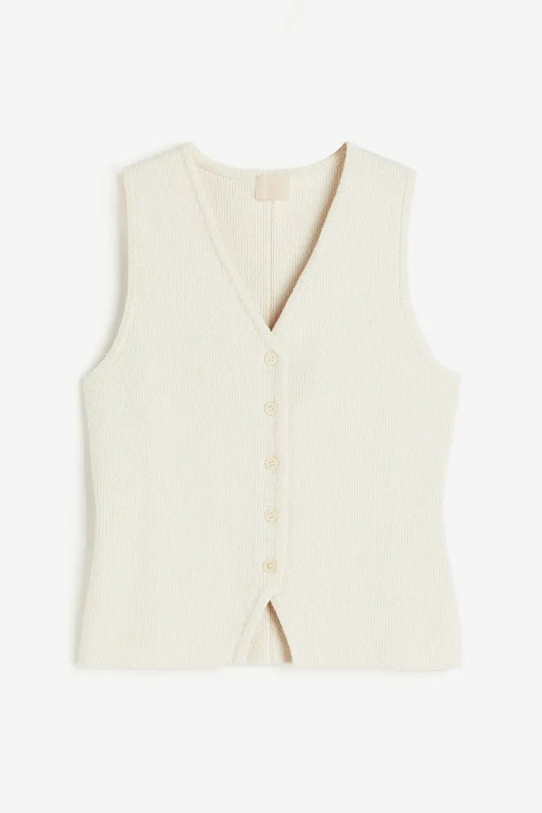 Gilet sans manches en maille - Crème - FEMME | H&M FR | H&M (FR & ES & IT)