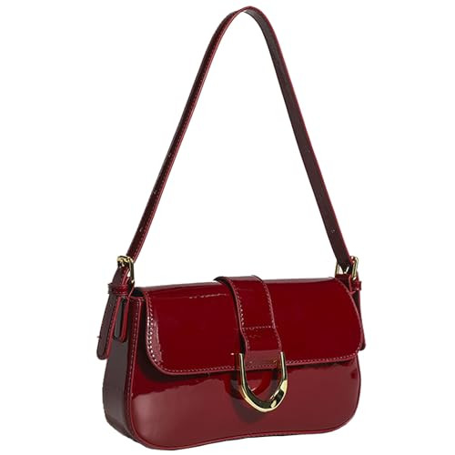 Small Shoulder Bag for women,Crossbody Purses,Leather Tote Handbag Clutch Hobo Purse,with Zipper Closure for Women (A-red) | Amazon (US)