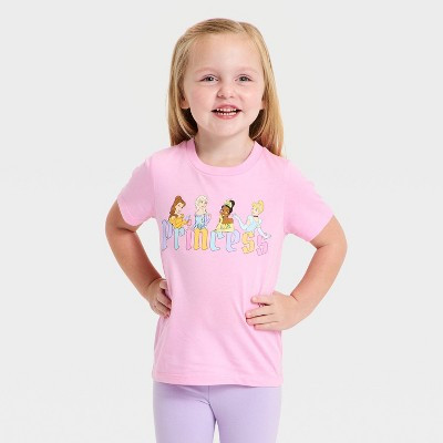Toddler Girls' Disney Princess Castle T-Shirt - Pink 2T | Target