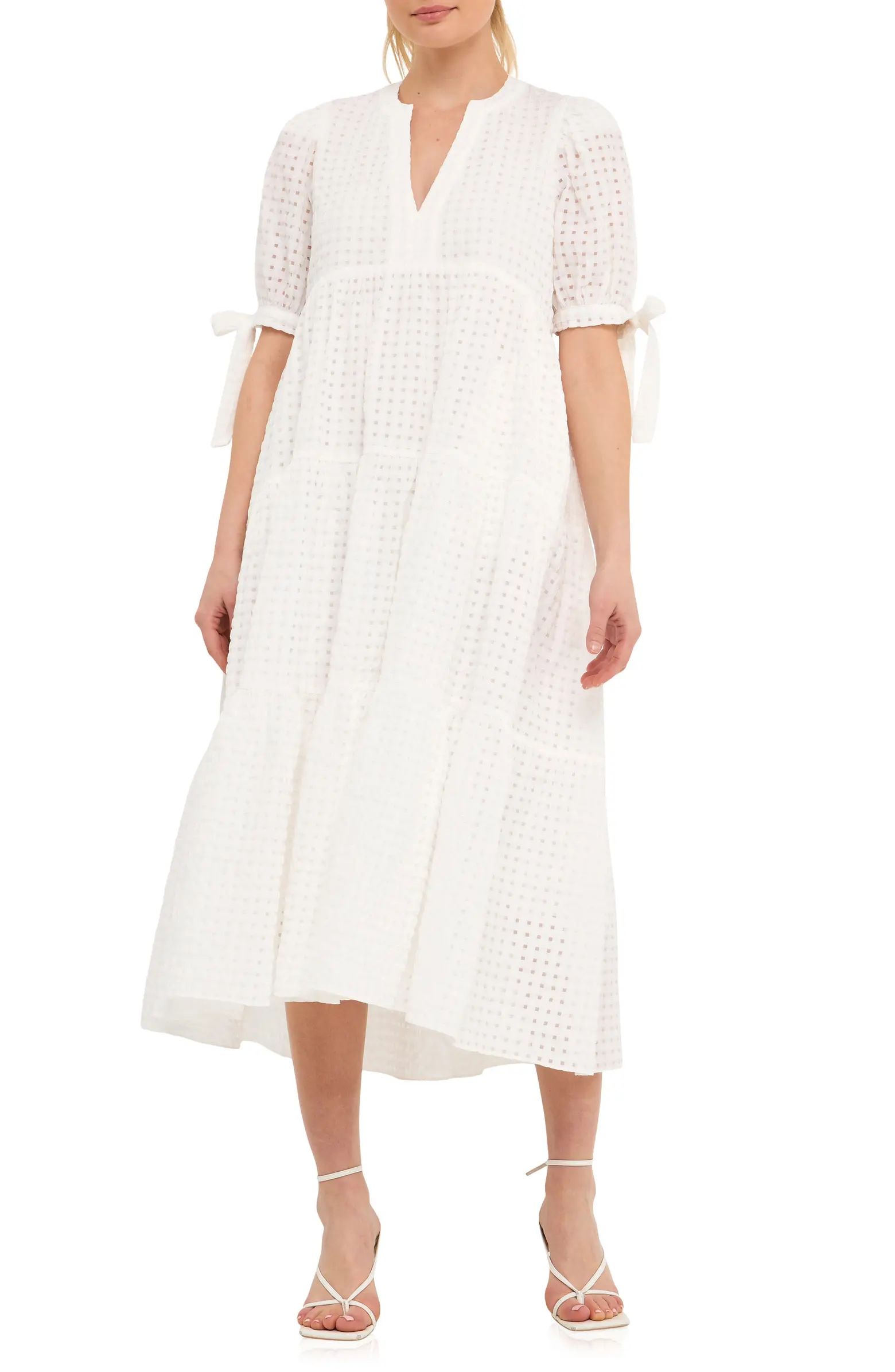 Gingham Tiered Midi Dress | Nordstrom