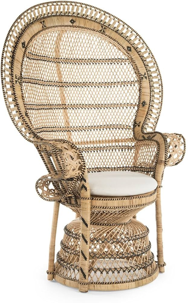 KOUBOO Grand Pecock Retro Peacock Chair in Rattan with Seat Cushion, Natural Color, Large | Amazon (US)