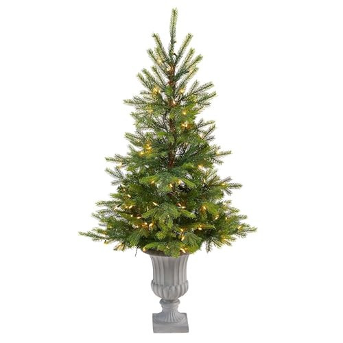 Nearly Natural 56in. North Carolina Spruce Artificial Christmas Tree with 100 Clear Lights and 207 Bendable Branches in Decorative Urn | Amazon (US)