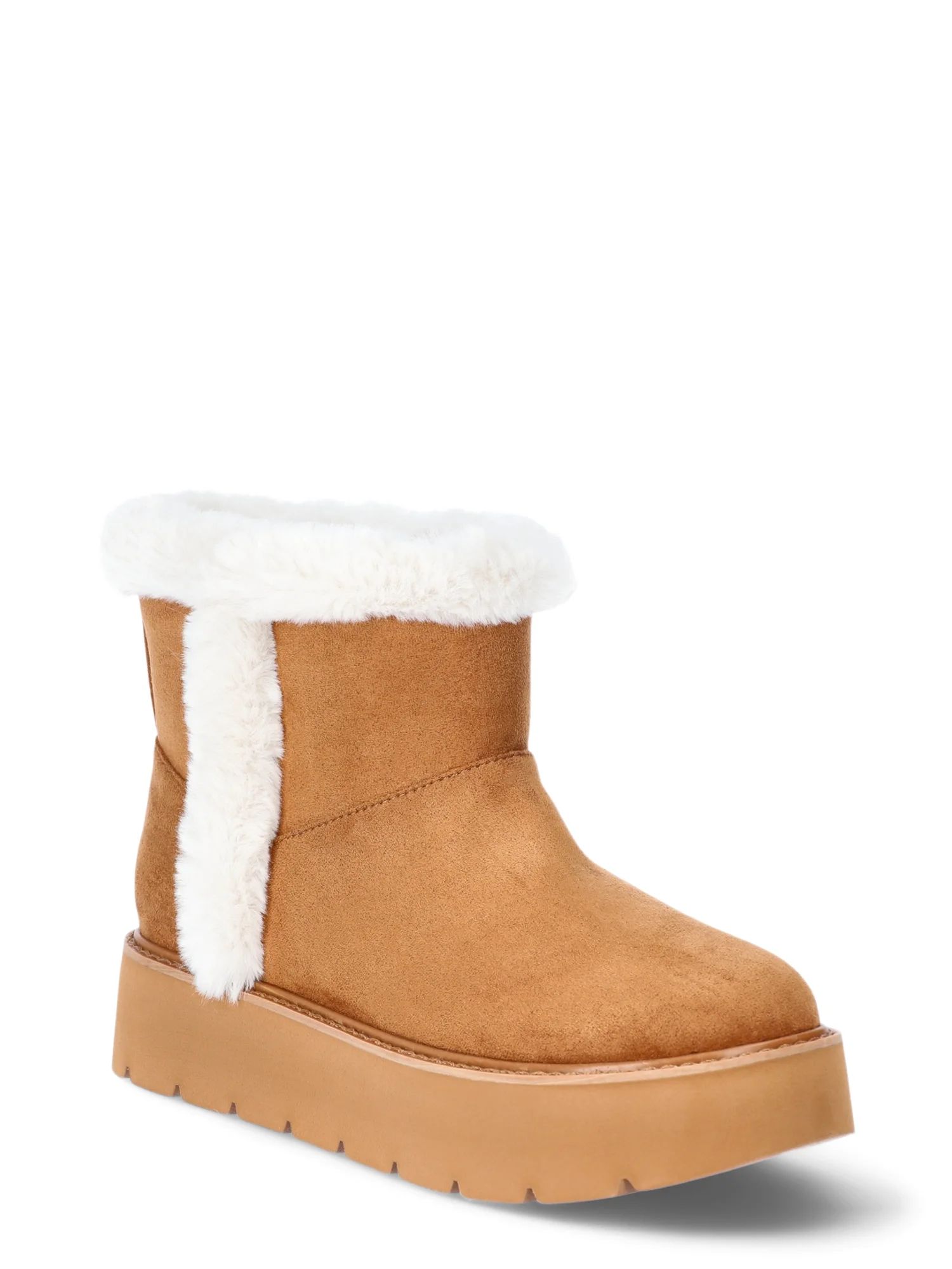 Time and Tru Women's Platform Mini Cozy Boots, Sizes 6-11 | Walmart (US)