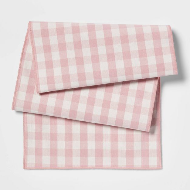 14&#34; x 72&#34; Cotton Gingham Table Runner Light Pink - Threshold&#8482; | Target